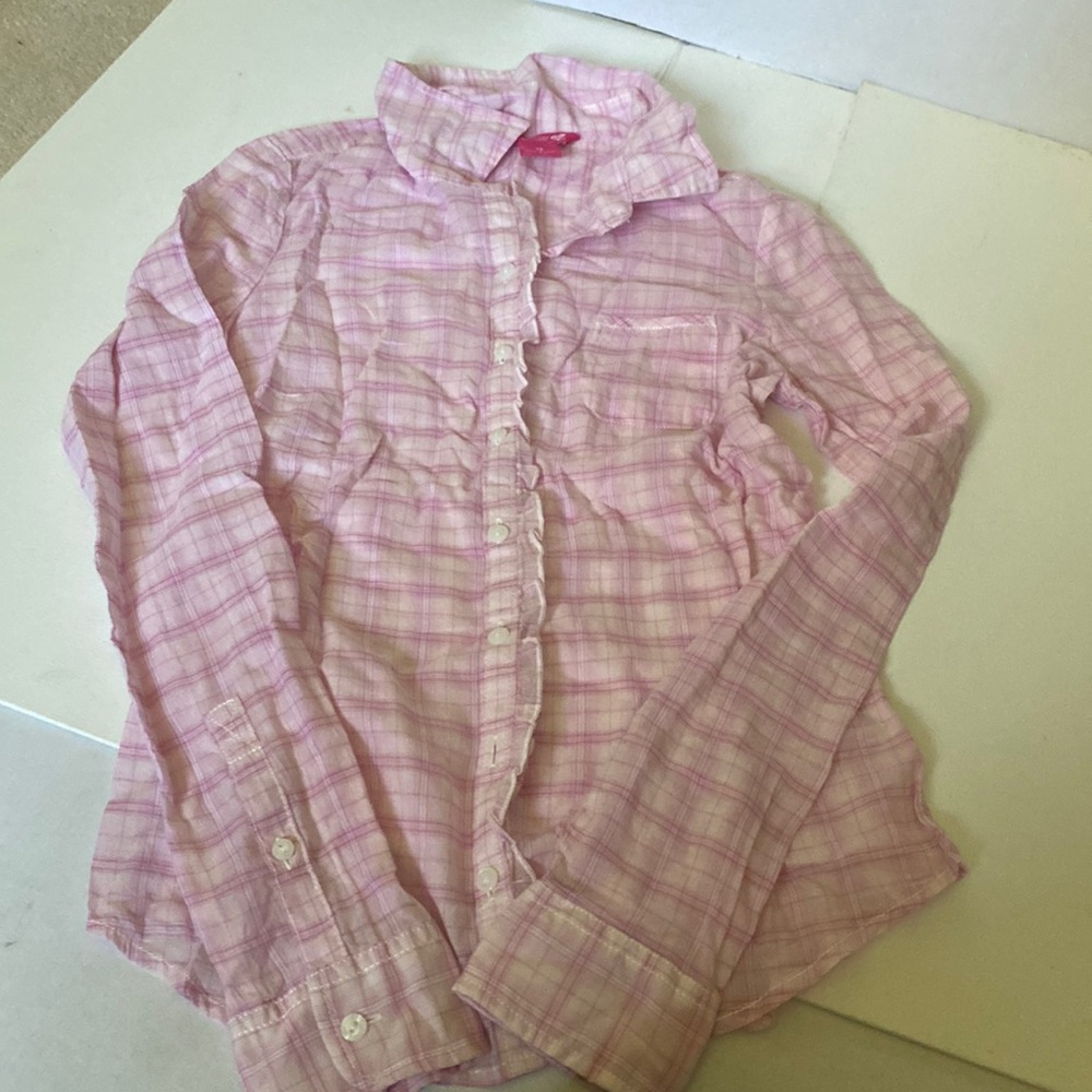 NWOT dear AB Pink Plaid long sleeved blouse